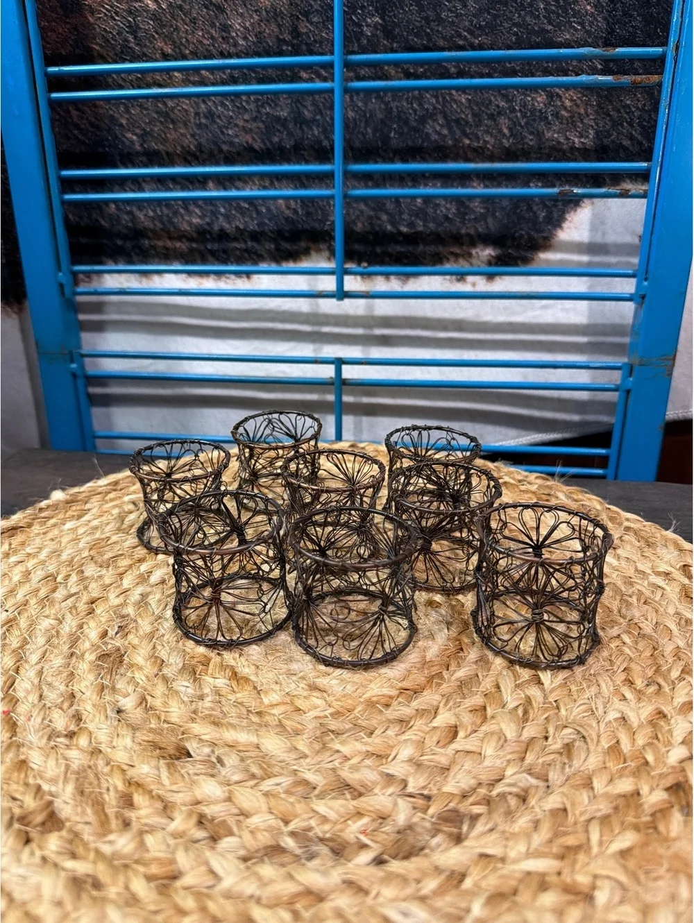 Set of 8 Vintage Wire Napkin Rings